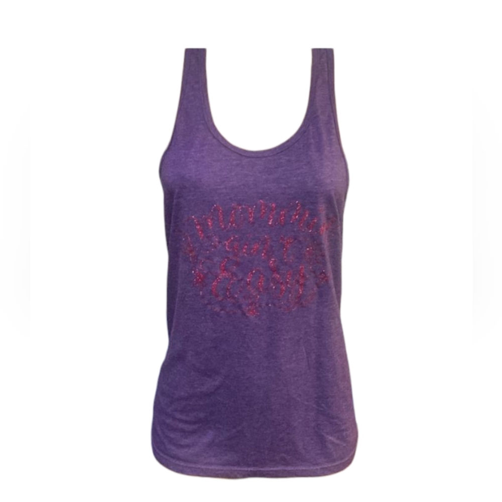 Tultex Lavender Tank Top with Red Glitter Design